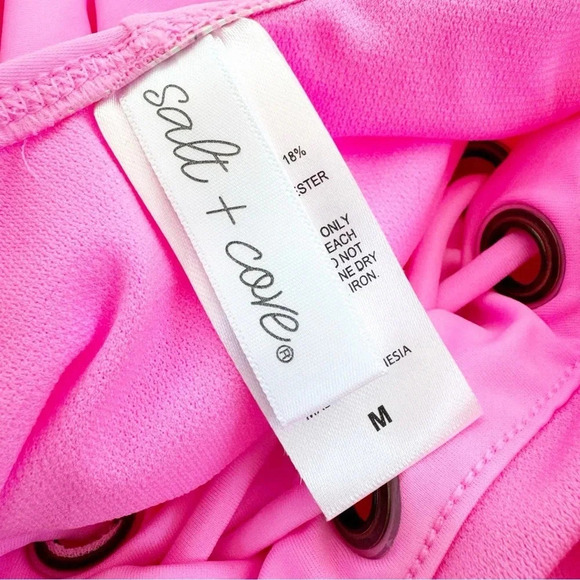 NWT Salt + Cove Laced Grommet One Piece Swimsuit Neon Pink Size M - Picture 4 of 10